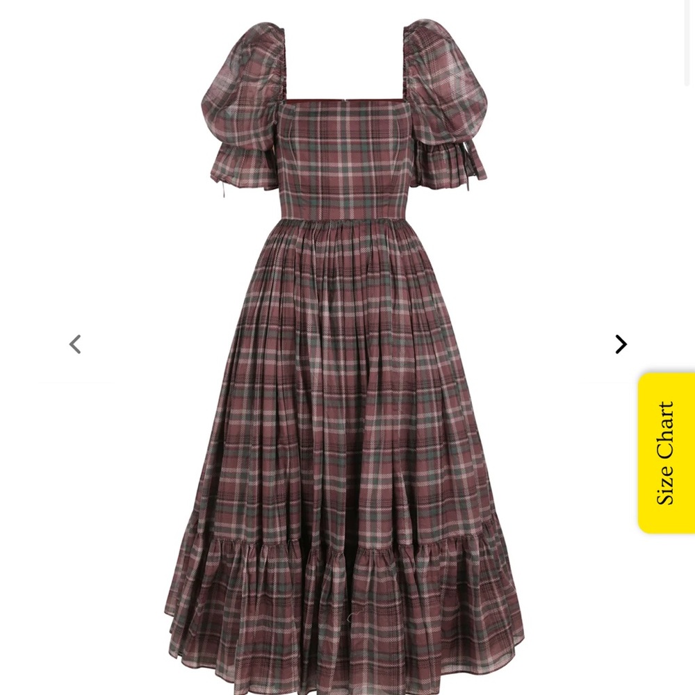 NWT Selkie Plaid Midi Dress in Red and Gray